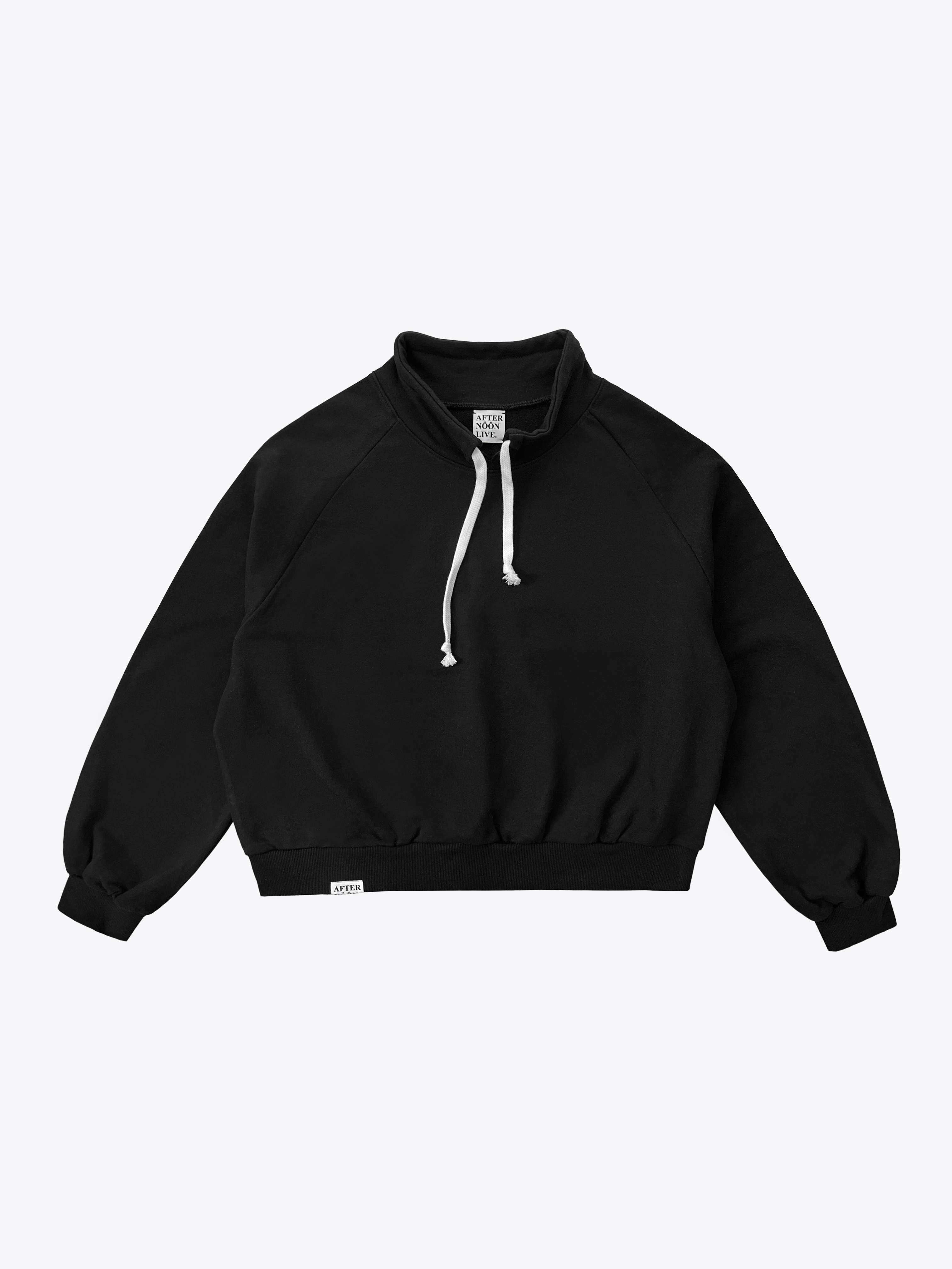 Sporty Sweatshirt with Drawstring (Black)